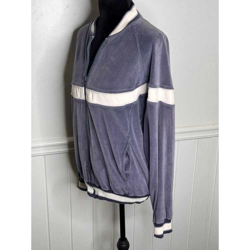 Vintage Christian Dior Track Jacket M Blue Velour Archive 90s Unisex Streetwear